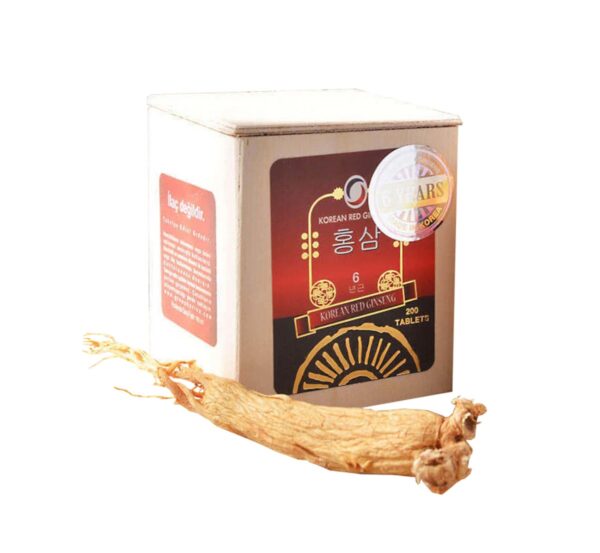 6 Yıllık Kök Tahta Kutu Kırmızı Kore Ginseng Tablet